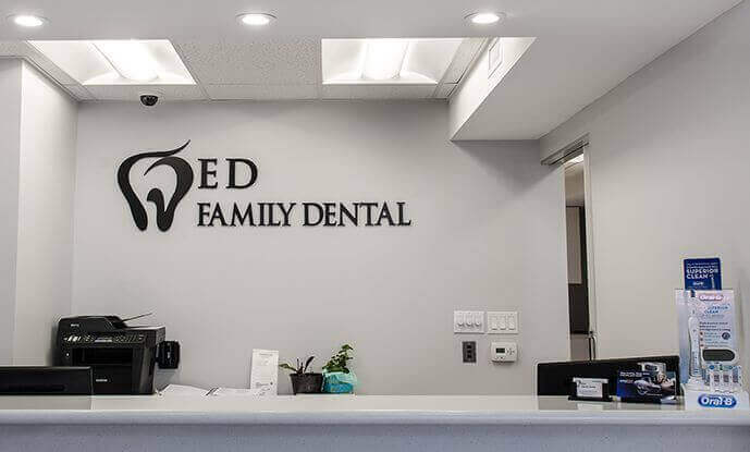 Receptionist desk of ED Family Dental