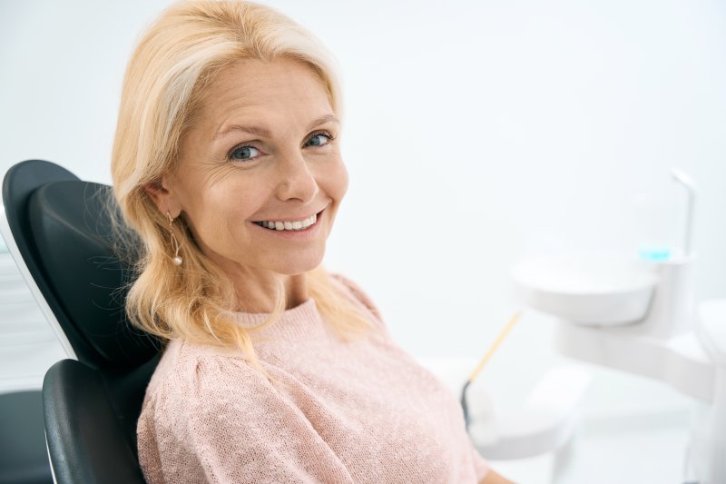 Woman smiling at the dentist